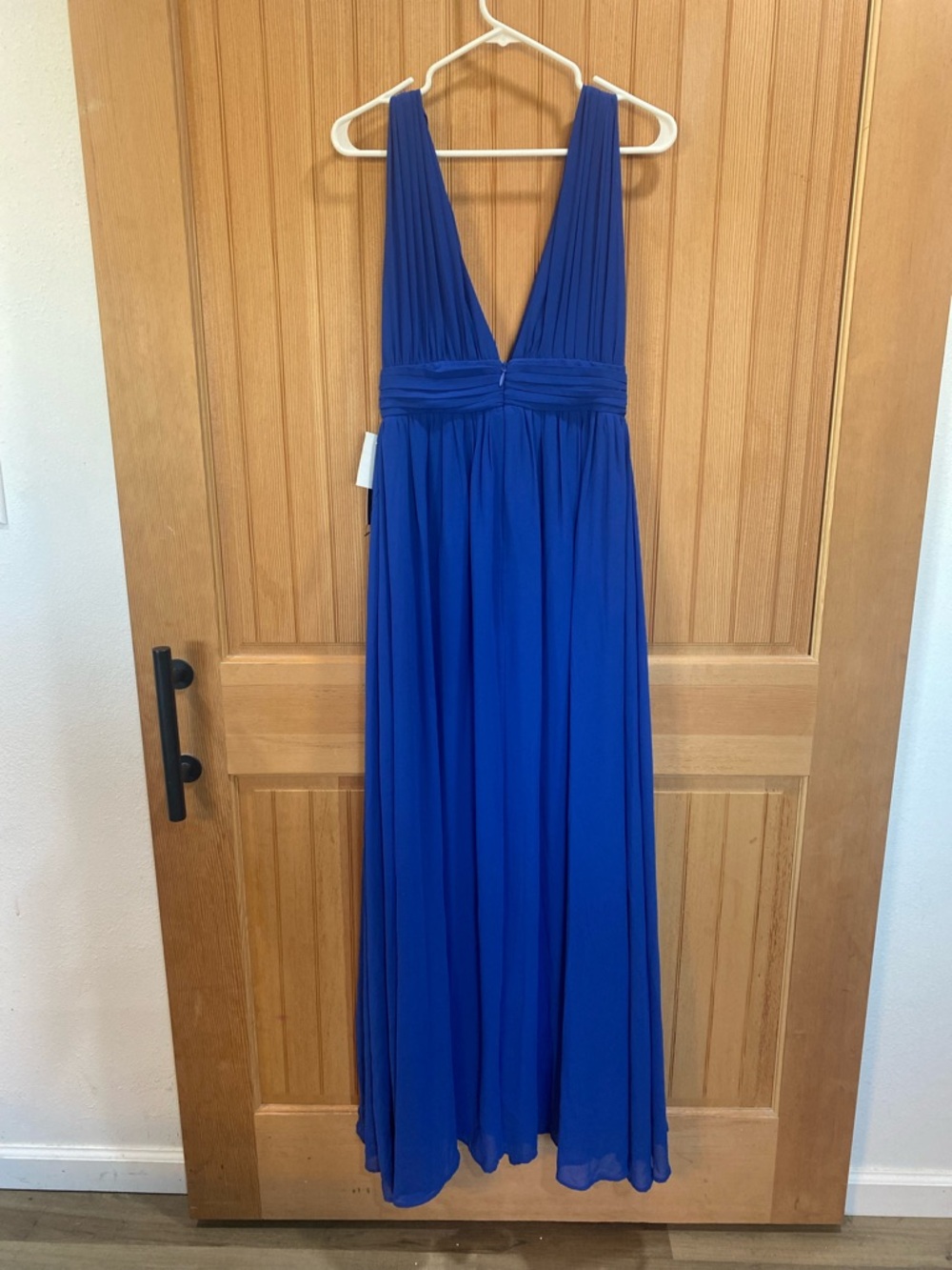 NWT Lulu's Cobalt Blue V-Neck Pleated Maxi Dress Gown Prom Wedding Eveningwear - Picture 5 of 6